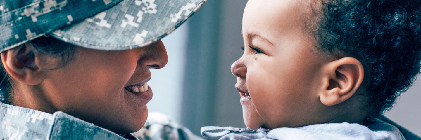 Military mom with child