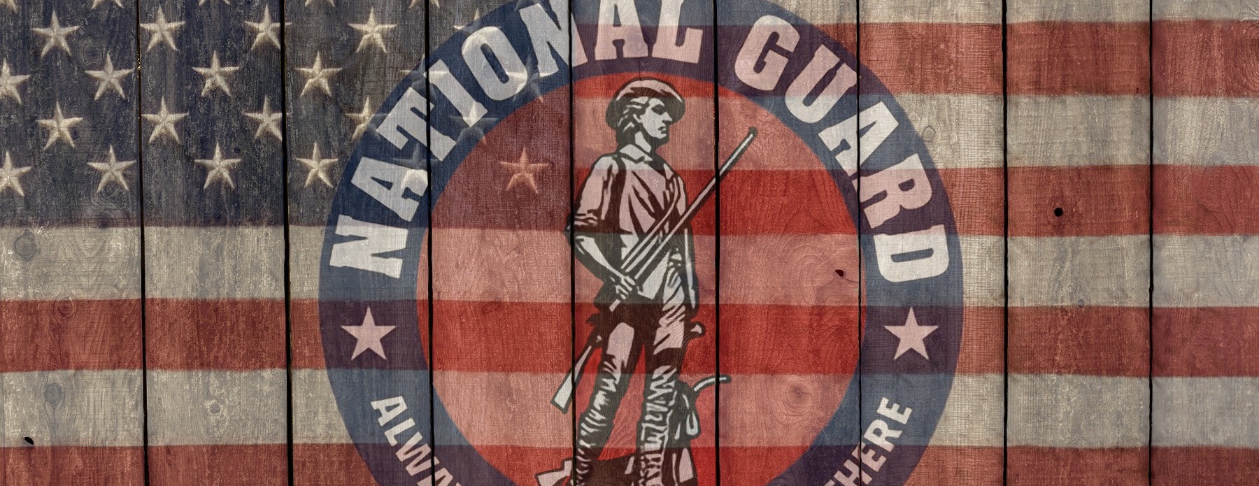 National Guard logo on top of flag